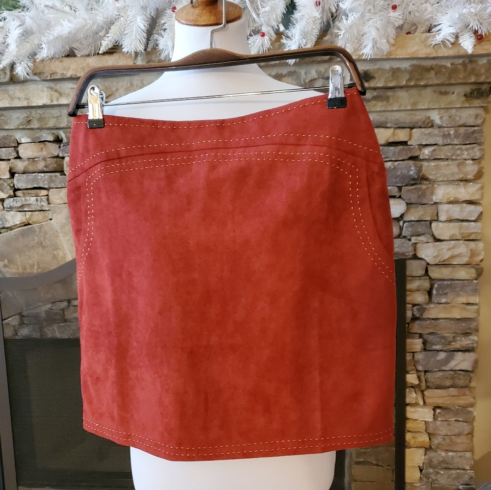 Freeway Vegan Red Faux Suede Skirt